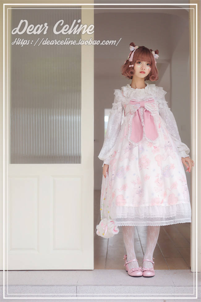 Dear Celine ~Sakura Rabbit~ High Waist Lolita JSK -Ready Made
