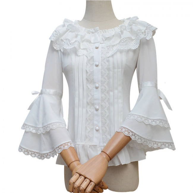 Sweet Chiffon Flare Sleeves Lolita Blouse