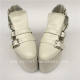 Unique High Platform White Matte Belts Buckles Lolita Shoes