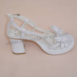 White Simplified Bow Lolita Sandals