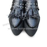 Matte Black Punk Style High Platform Lolita Shoes