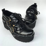 Gothic Black Matte Lolita High Platform Shoes