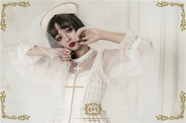 CEL Lolita ~The Holy Cross Gothic Lolita JSK with Front Open Design + Fake Collar -Ready Made