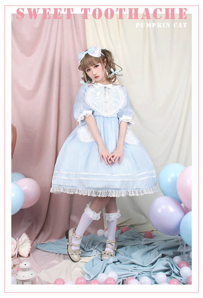 Pumpkin Cat Lolita ~Sweet Toothache~ Lolita OP -Ready made