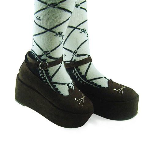 Coffee Velvet High Platform Lolita Shoes