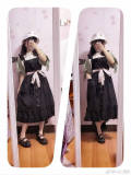 Hey, Big Cow~ Sweet Surface Layer Dress/ Pinafore Black Long Version In Stock