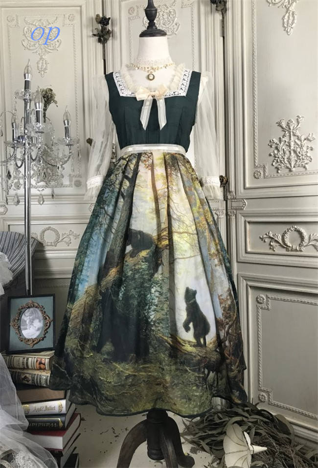 Pine Trees Forest Morning Vintage Lolita Dress-Ready Made