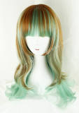 Light Brown Green Shoulder Long Curls Lolita Wig