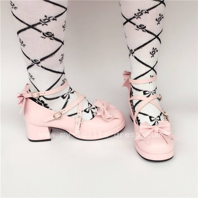 Sweet Cat's Ear Bows Matte Lolita Heels Shoes
