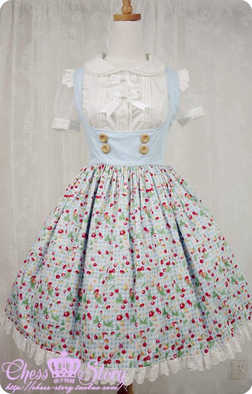 Summer Cherries Strawberry Lolita JSK 3 Colors + Apron