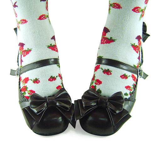 Light Coffee Bows Lolita Shoes