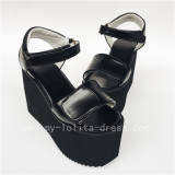 High Platform Black Velvet Lolita Sandals