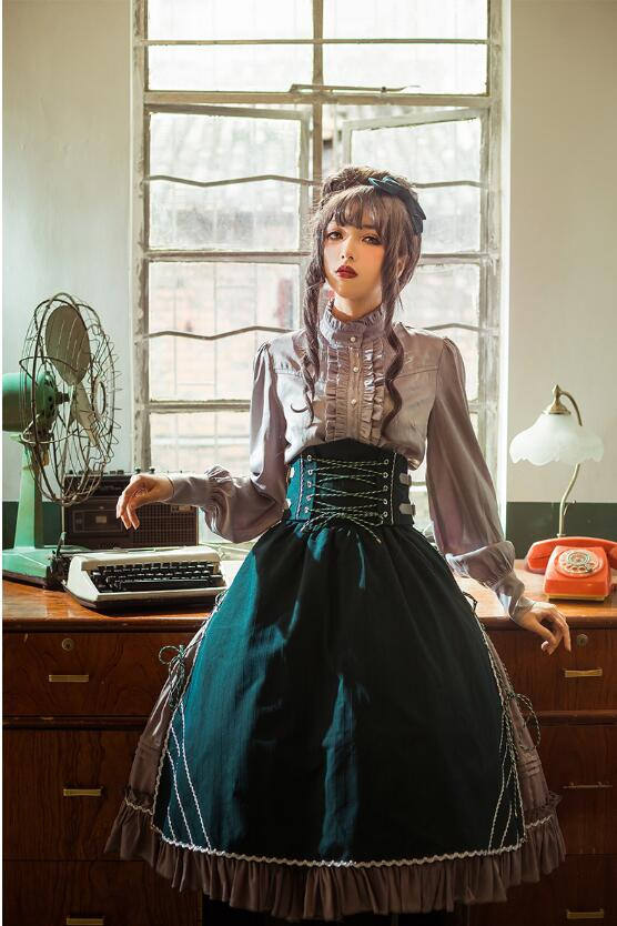 MISS 1860~ Vintage Lolita Cape+Skirt+Corset+Blouse -out