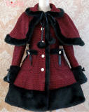 Long A-line Checkers Bows Lolita Winter Coat -out