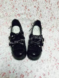 Sweet Dark Grey Lolita Square Shoes with Bowknots