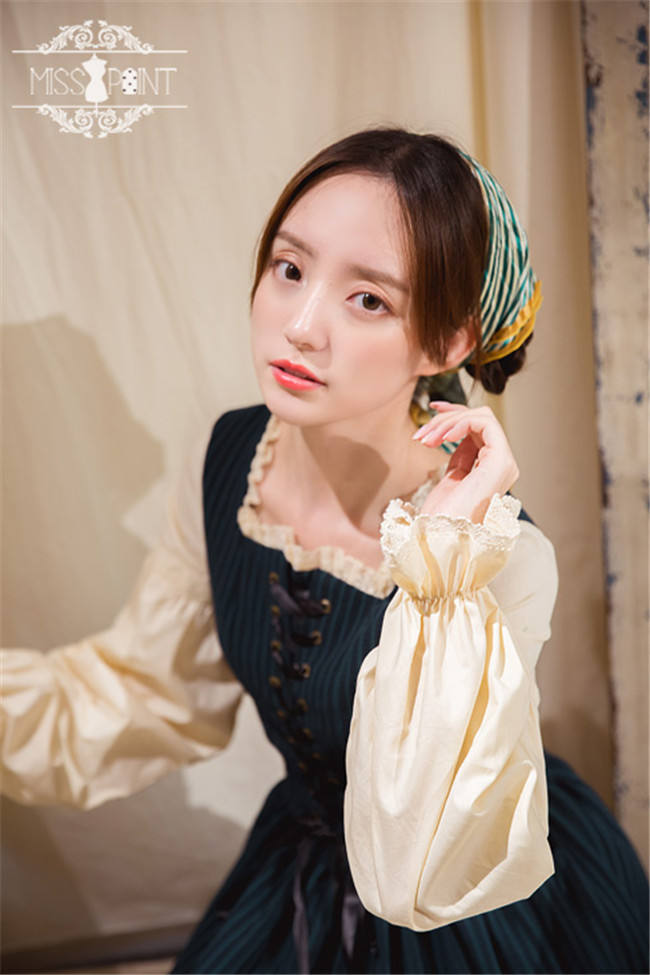 Alpine Maiden~ Vintage Stripe OP Dress -Pre-order
