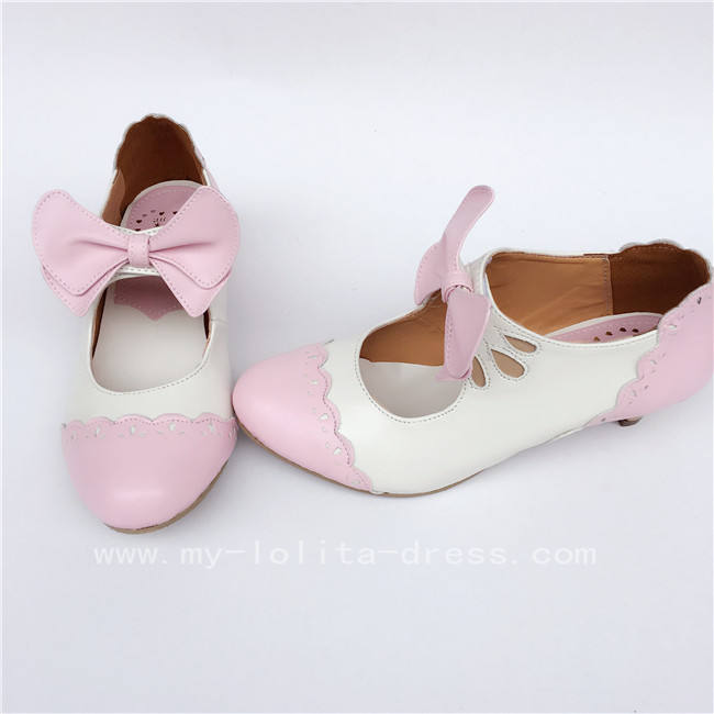 sweet Pink with White Lolita Heels Shoes