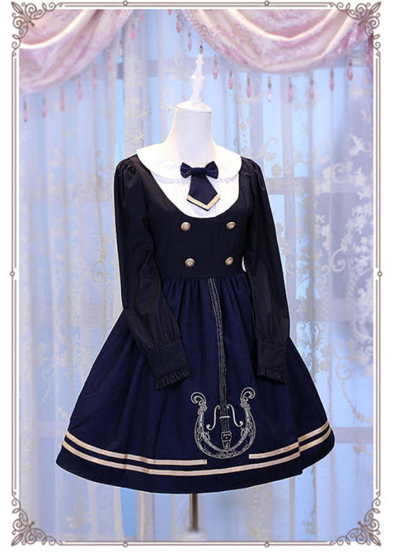 Magic Music School~ College Style Bass Embroidery Lolita OP Dress