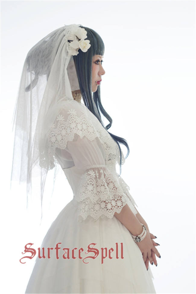 Surface Spell White Crystal & Black Agate Gothic Lolita High Waist Skirt