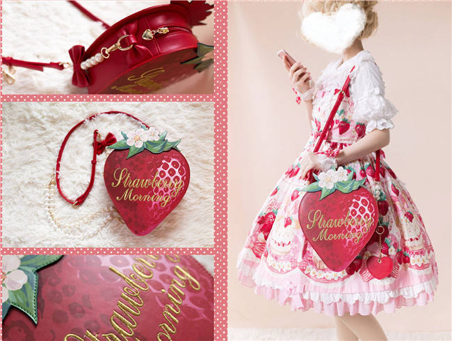 A Strawberry~Sweet Bows Lolita cross bag -Ready Made