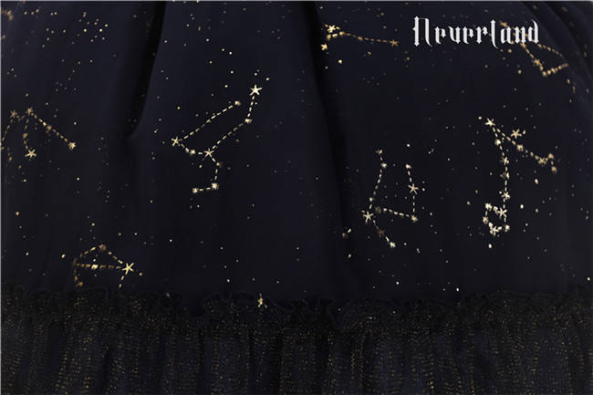 Fly Me to Polaris~Chiffon Constellation Gold-stamping Lolita JSK