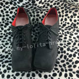 Gothic Black Velvet Lolita Winter Heels Shoes