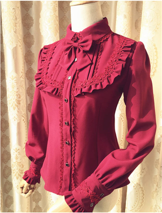 Elegant Thickening Thermal Lolita Lapel Blouse for Winter