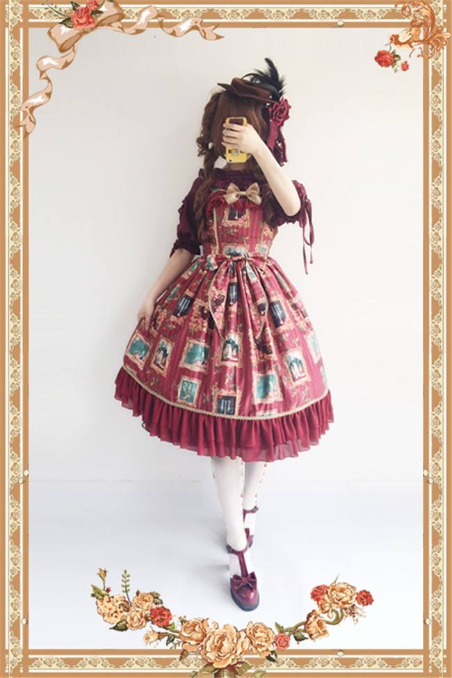 Still Life Picture Frame~ Lolita Printed JSK Dress -out
