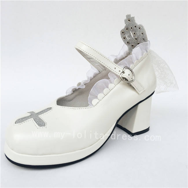 Unique Cross & Straps Lolita Square Heels Shoes
