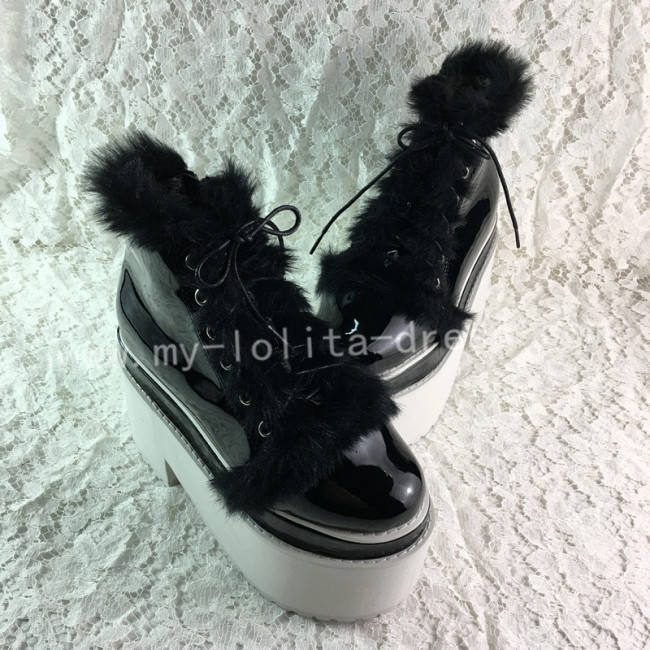 Glossy Black Lolita High Platform with Conny Hair