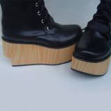 Black Straps Brown Sole Lolita Boots