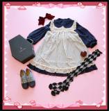 Sweet Solid Color Babydoll Style Long Sleeves Lolita OP Dress+Surface Dress Set  - out