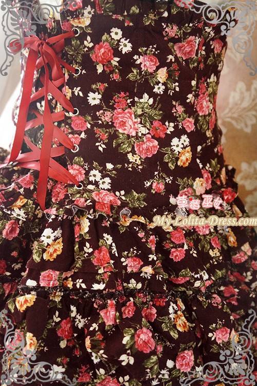 Strawberry Witch Rose Prints High Waist Sweet Lolita Skirt