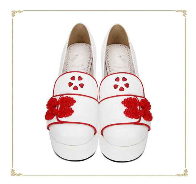 Angelic Imprint- Sweet Double Bows Embroidery Round Toes Qi Lolita High Platform Shoes