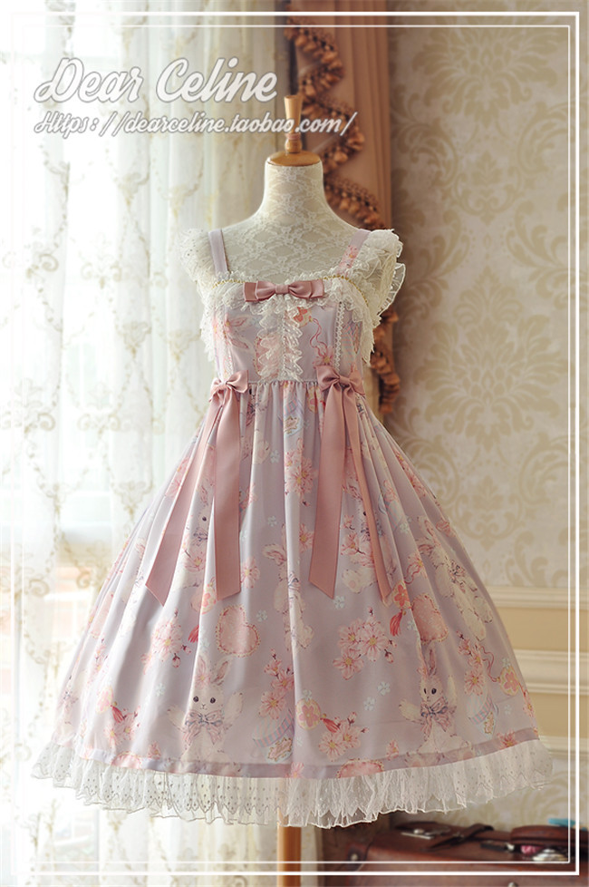 Dear Celine ~Sakura Rabbit~ Slight High Waist Lolita JSK Dailywear