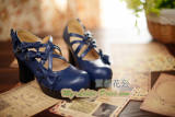 BTSSB Replica Cowhide Lolita Heels Shoes with Bows and Ribbons
