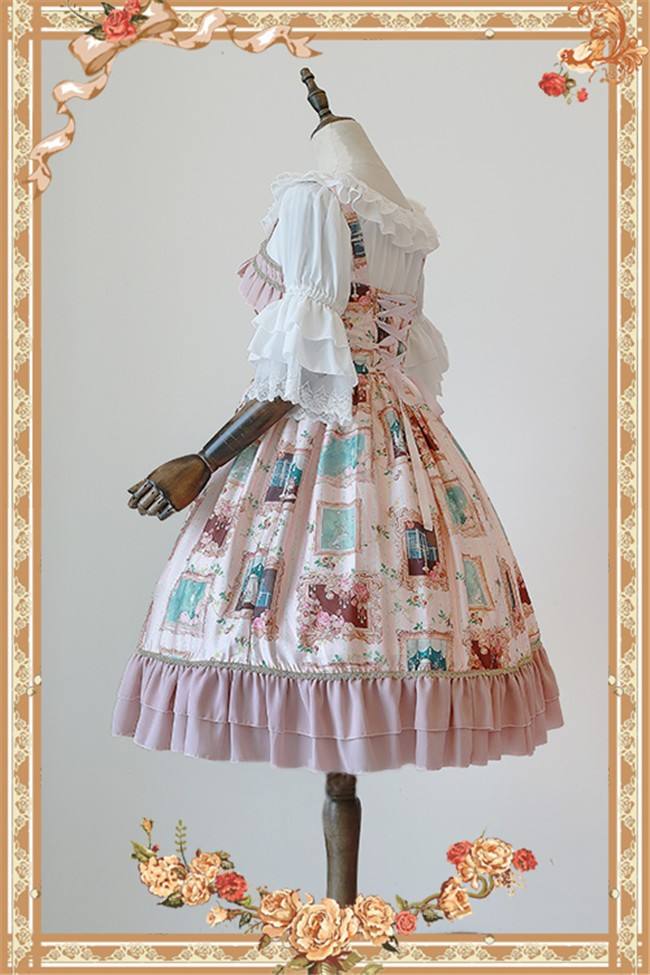 Still Life Picture Frame~ Lolita Printed JSK Dress -out