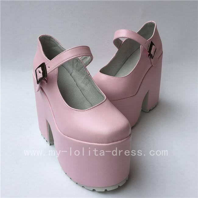 Girls Matte White Lolita High Platform Classic Shoes