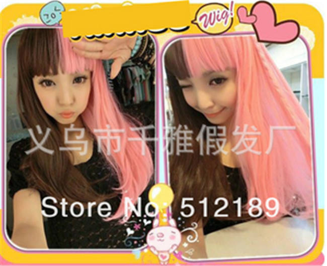 Sweet Smoky Pink&Brown Blended Lolita Wig with Bangs 70cm Long - In Stock