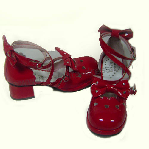 Bright Red Bows Lolita Shoes