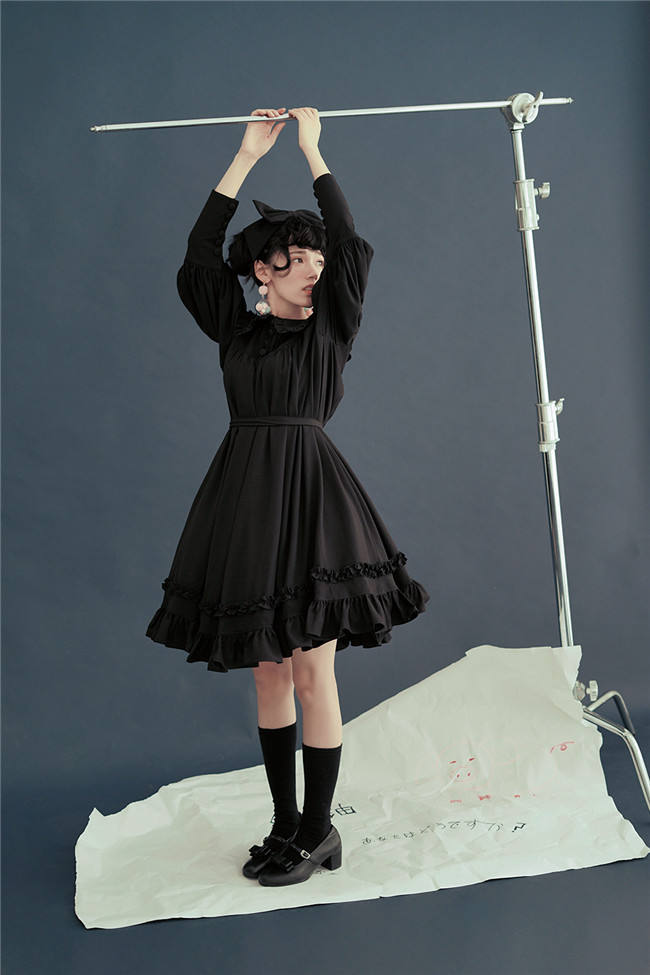Vintage Unicolor Babydoll Style Peterpan Collar Lolita OP - Ready Made