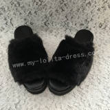 Black Imitate Bunny Furs Lolita High Platform Sandals