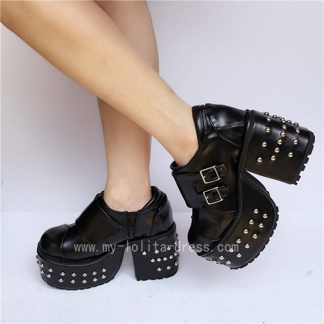 Elegant Black Square Heels Shoes