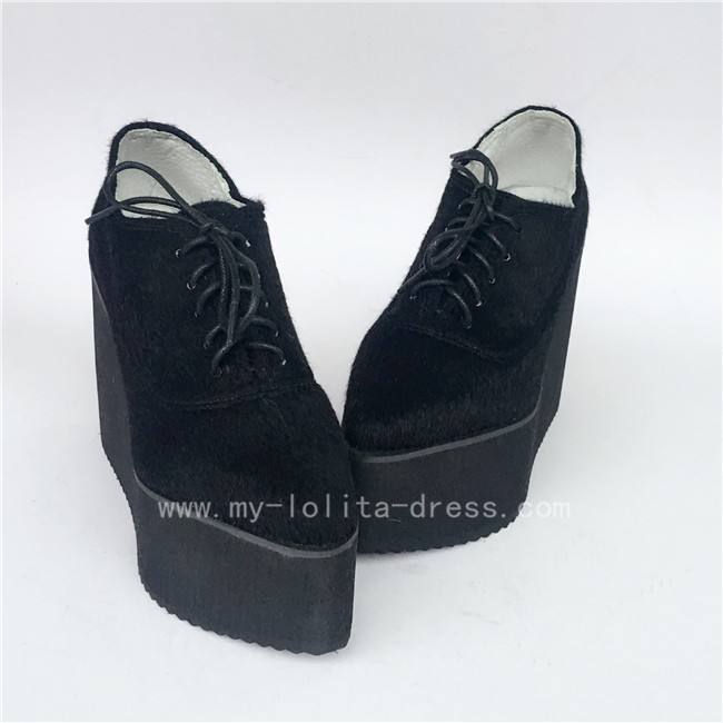 Black Velvet Lolita High Platform Lolita Shoes