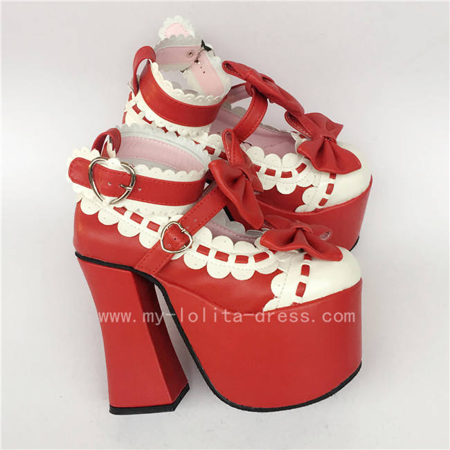 Sweet Black White Lolita Square Heels Shoes