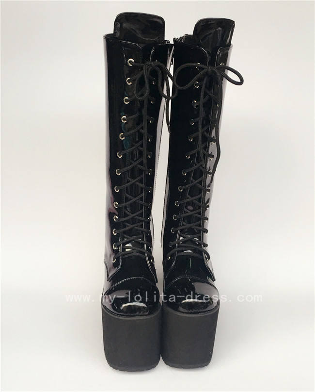 Beautiful White Matte Lace-up Knee Lolita High Boots