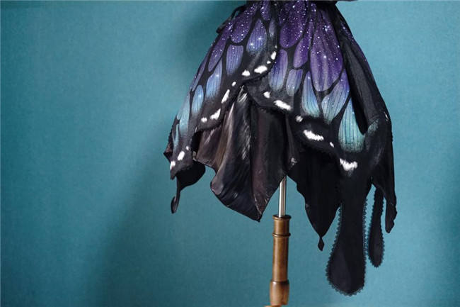 Butterfly Effect ~Punk Halloween Lolita High Waist JSK - Blue Green Short Version Size S - In Stock