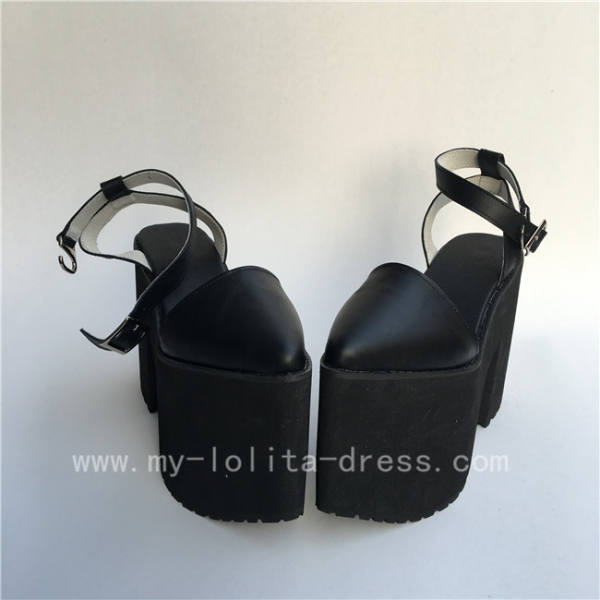 Black Matte Square Heels Lolita High Platform Shoes