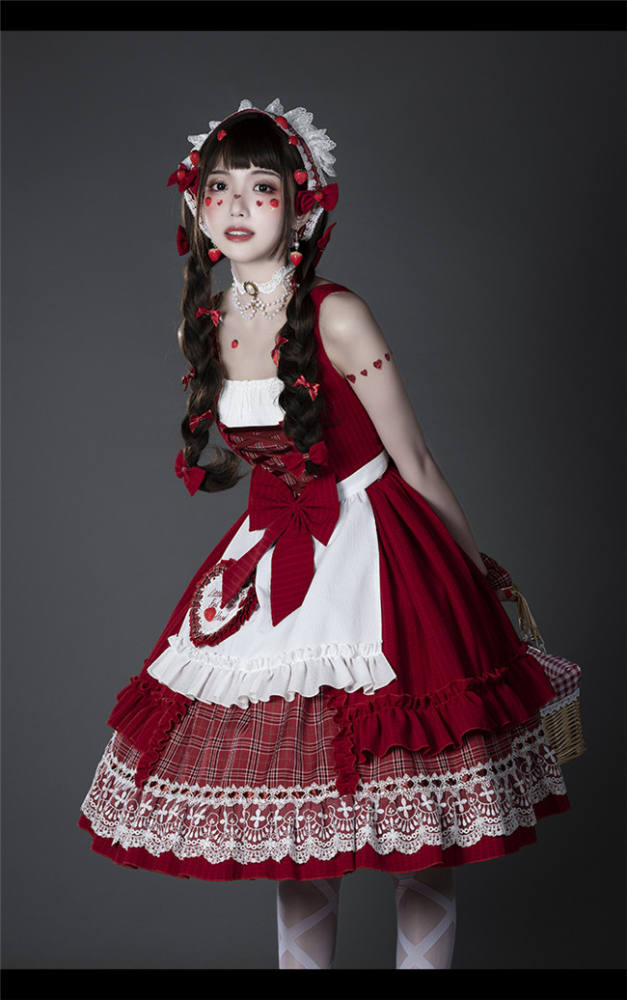 YUPBRO Lolita ~Little Red Riding Hood Soft Lolita JSK Fullset -Ready Made