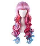 Lady's Multicolor Cosplay Long Curls Wig with Bangs off